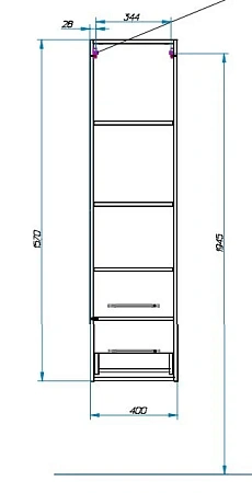 Шкаф-пенал Эстет Monaco ФР-00002156 подвесной, правый 400х340х1570 Шкаф-пенал Эстет Monaco ФР-00002156 подвесной, правый 400х340х1570