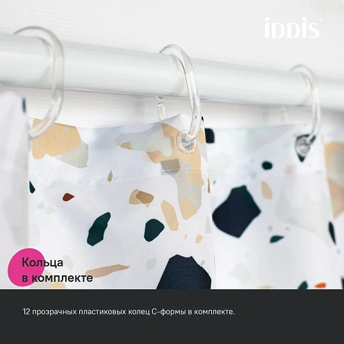 Штора для ванны IDDIS (BT01P18i11) 200x180 см, полиэстер белый Штора для ванны IDDIS (BT01P18i11) 200x180 см, полиэстер белый