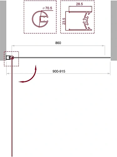 Шторка на ванну BelBagno UNO-V-1-90/150-P-Cr-L Шторка на ванну BelBagno UNO-V-1-90/150-P-Cr-L