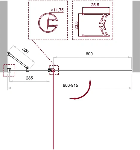 Шторка на ванну BelBagno UNO-V-11-90/150-P-Cr-L Шторка на ванну BelBagno UNO-V-11-90/150-P-Cr-L