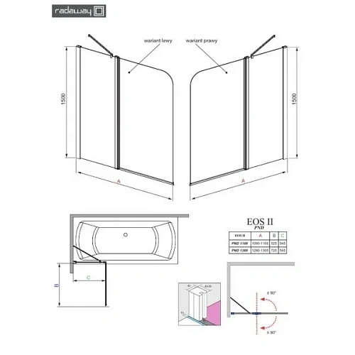 Шторка на ванну Radaway EOS II 206211-01R 110 см прозрачное стекло R 206211-01К Шторка на ванну Radaway EOS II 206211-01R 110 см прозрачное стекло R 206211-01К