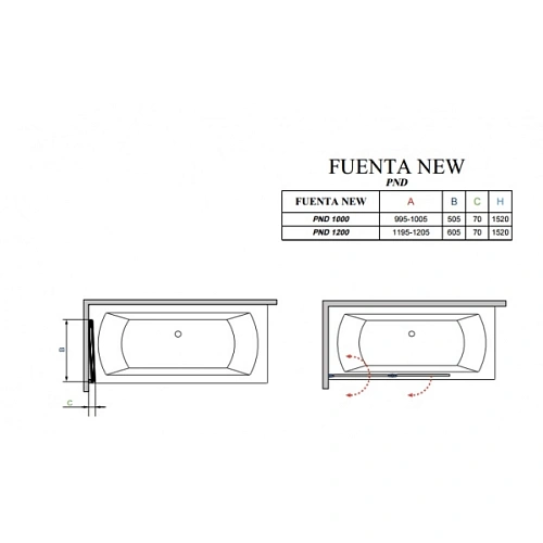 Шторка на ванну Radaway Fuenta New PND 120/R 208212-01R Шторка на ванну Radaway Fuenta New PND 120/R 208212-01R