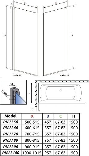 Шторка на ванну Radaway NES 8 PNJ I 60 Right 10061060-01-01R Шторка на ванну Radaway NES 8 PNJ I 60 Right 10061060-01-01R