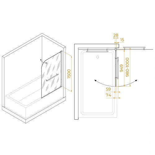 Шторка на ванну RGW Screens SC-02 1000 мм Easy Clean хром Шторка на ванну RGW Screens SC-02 1000 мм Easy Clean хром