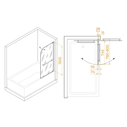 Шторка на ванну RGW Screens SC-02 800 мм Easy Clean хром Шторка на ванну RGW Screens SC-02 800 мм Easy Clean хром