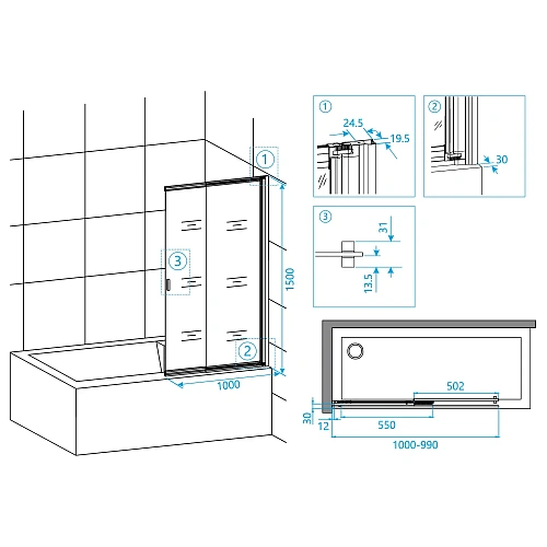 Шторка на ванну RGW Screens SC-40B 1000 мм Easy Clean черный Шторка на ванну RGW Screens SC-40B 1000 мм Easy Clean черный