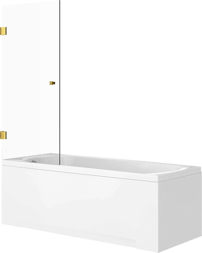 Шторка на ванну STWORKI Ольборг распашная, 70х140, профиль золото, прозрачное стекло 583128 Шторка на ванну STWORKI Ольборг распашная, 70х140, профиль золото, прозрачное стекло 583128