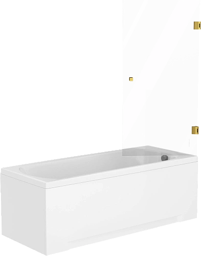 Шторка на ванну STWORKI Ольборг распашная, 70х140, профиль золото, прозрачное стекло 583128 Шторка на ванну STWORKI Ольборг распашная, 70х140, профиль золото, прозрачное стекло 583128