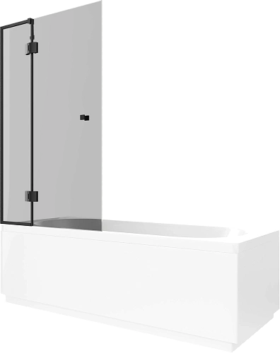 Шторка на ванну STWORKI Орхус распашная, 90, профиль черный матовый, тонированное стекло 583090 Шторка на ванну STWORKI Орхус распашная, 90, профиль черный матовый, тонированное стекло 583090