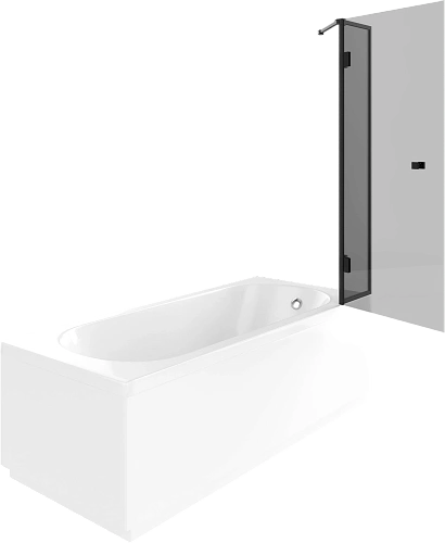 Шторка на ванну STWORKI Орхус распашная, 90, профиль черный матовый, тонированное стекло 583090 Шторка на ванну STWORKI Орхус распашная, 90, профиль черный матовый, тонированное стекло 583090