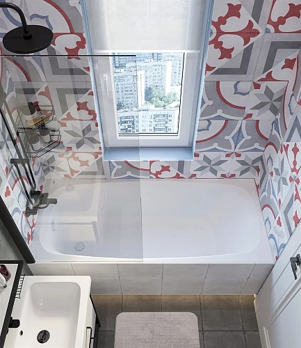 Шторка на ванну STWORKI Стокгольм GV-861 MT 70х150 см, профиль черный матовый 449667 Шторка на ванну STWORKI Стокгольм GV-861 MT 70х150 см, профиль черный матовый 449667