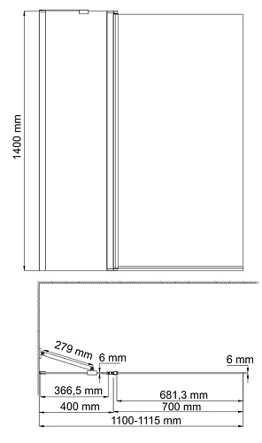 Шторка на ванну Wasserkraft Berkel 48P 48P02-110L Matt glass Fixed Шторка на ванну Wasserkraft Berkel 48P 48P02-110L Matt glass Fixed