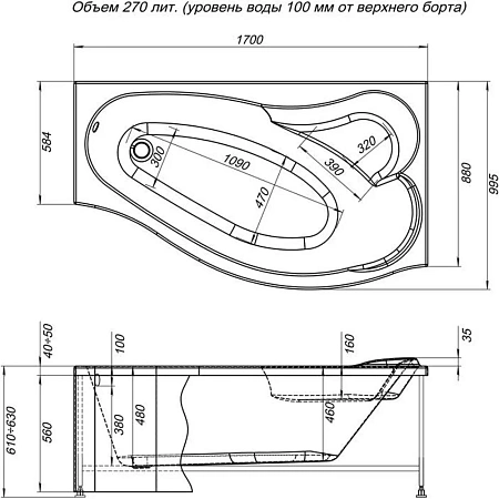 Экран для ванны фронтальный Aquanet Palma 170 R 00176155 Экран для ванны фронтальный Aquanet Palma 170 R 00176155