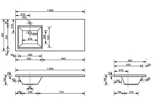Тумба с раковиной Эстет Dallas Luxe ФР-00009675 1050х482 левая, подвесная 1 ящик Тумба с раковиной Эстет Dallas Luxe ФР-00009675 1050х482 левая, подвесная 1 ящик