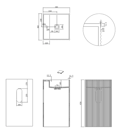 Раковина Armadi Art 802-3R-MW напольная рифленая с трех сторон Cube Corian 480x480x850 Matt White Раковина Armadi Art 802-3R-MW напольная рифленая с трех сторон Cube Corian 480x480x850 Matt White