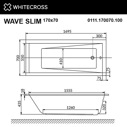 Акриловая ванна WHITECROSS Wave Slim 170x70 0111.170070.100.SMARTNANO.CR SMART NANO хром Акриловая ванна WHITECROSS Wave Slim 170x70 0111.170070.100.SMARTNANO.CR SMART NANO хром