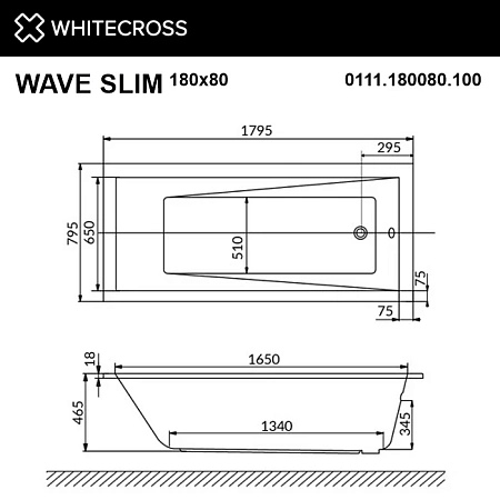 Акриловая ванна WHITECROSS Wave Slim 180x80 0111.180080.100.ULTRANANO.CR ULTRA NANO хром Акриловая ванна WHITECROSS Wave Slim 180x80 0111.180080.100.ULTRANANO.CR ULTRA NANO хром