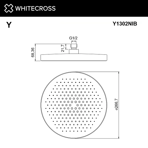 Верхний душ WHITECROSS Y1302NIB D=27 см брашированный никель Верхний душ WHITECROSS Y1302NIB D=27 см брашированный никель