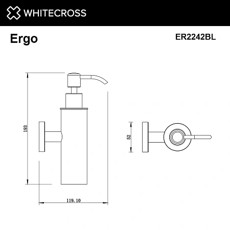 Дозатор жидкого мыла WHITECROSS Ergo ER2242BL черный матовый Дозатор жидкого мыла WHITECROSS Ergo ER2242BL черный матовый