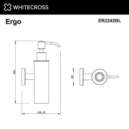 Дозатор жидкого мыла WHITECROSS Ergo ER2242BL черный матовый Дозатор жидкого мыла WHITECROSS Ergo ER2242BL черный матовый