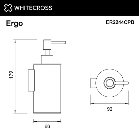 Дозатор жидкого мыла WHITECROSS Ergo ER2244CPB брашированная медь Дозатор жидкого мыла WHITECROSS Ergo ER2244CPB брашированная медь