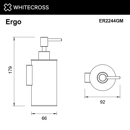 Дозатор жидкого мыла WHITECROSS Ergo ER2244GM оружейная сталь Дозатор жидкого мыла WHITECROSS Ergo ER2244GM оружейная сталь