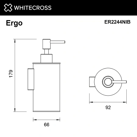 Дозатор жидкого мыла WHITECROSS Ergo ER2244NIB брашированный никель Дозатор жидкого мыла WHITECROSS Ergo ER2244NIB брашированный никель