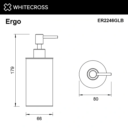 Дозатор жидкого мыла WHITECROSS Ergo ER2246GLB брашированное золото Дозатор жидкого мыла WHITECROSS Ergo ER2246GLB брашированное золото