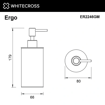 Дозатор жидкого мыла WHITECROSS Ergo ER2246GM оружейная сталь Дозатор жидкого мыла WHITECROSS Ergo ER2246GM оружейная сталь