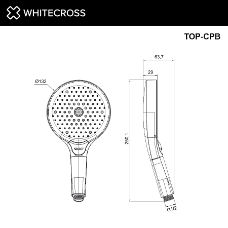 Душевая лейка WHITECROSS TOP-CPB 3 режима, брашированная медь Душевая лейка WHITECROSS TOP-CPB 3 режима, брашированная медь