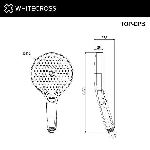 Душевая лейка WHITECROSS TOP-CPB 3 режима, брашированная медь Душевая лейка WHITECROSS TOP-CPB 3 режима, брашированная медь