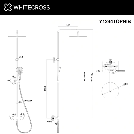 Душевая система WHITECROSS Y Y1244TOPNIB наружного монтажа, брашированный никель Душевая система WHITECROSS Y Y1244TOPNIB наружного монтажа, брашированный никель