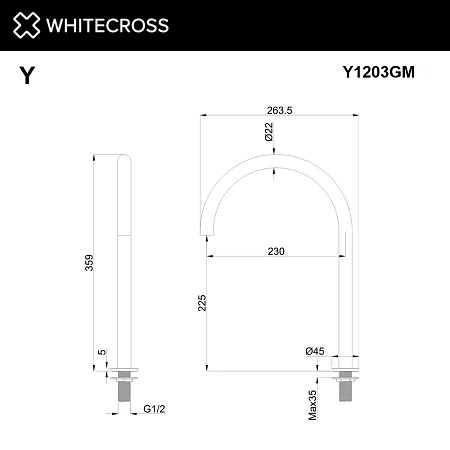Излив WHITECROSS Y1203GM оружейная сталь Излив WHITECROSS Y1203GM оружейная сталь