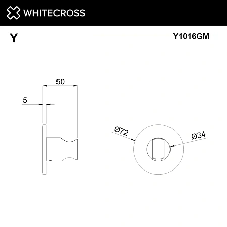 Кронштейн верхнего душа WHITECROSS Y1016GM оружейная сталь Кронштейн верхнего душа WHITECROSS Y1016GM оружейная сталь