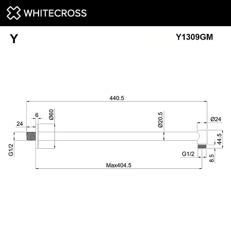 Кронштейн верхнего душа WHITECROSS Y1309GM оружейная сталь Кронштейн верхнего душа WHITECROSS Y1309GM оружейная сталь