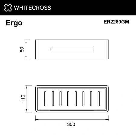 Полка WHITECROSS Ergo ER2280GM оружейная сталь Полка WHITECROSS Ergo ER2280GM оружейная сталь