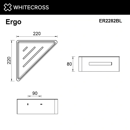 Полка WHITECROSS Ergo ER2282BL угловая, черный матовый Полка WHITECROSS Ergo ER2282BL угловая, черный матовый