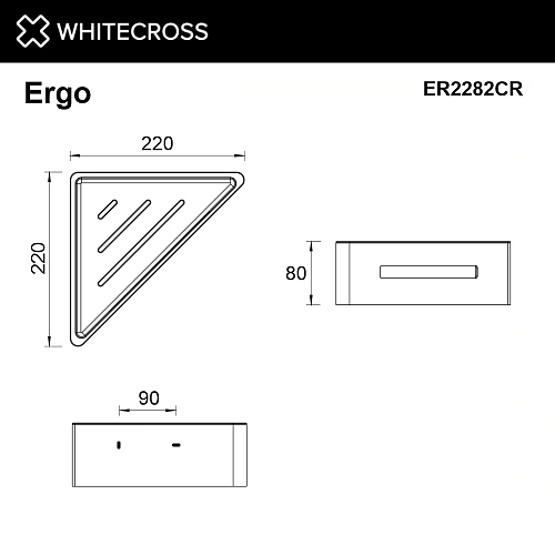 Полка WHITECROSS Ergo ER2282CR угловая, хром Полка WHITECROSS Ergo ER2282CR угловая, хром
