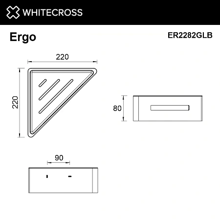 Полка WHITECROSS Ergo ER2282GLB угловая, брашированное золото Полка WHITECROSS Ergo ER2282GLB угловая, брашированное золото