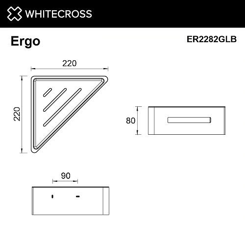 Полка WHITECROSS Ergo ER2282GLB угловая, брашированное золото Полка WHITECROSS Ergo ER2282GLB угловая, брашированное золото
