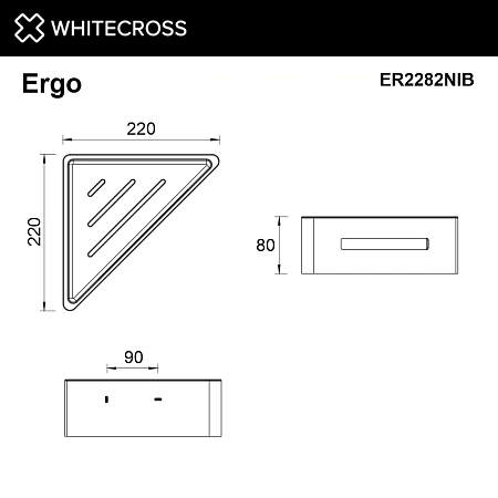 Полка WHITECROSS Ergo ER2282NIB угловая, брашированный никель Полка WHITECROSS Ergo ER2282NIB угловая, брашированный никель