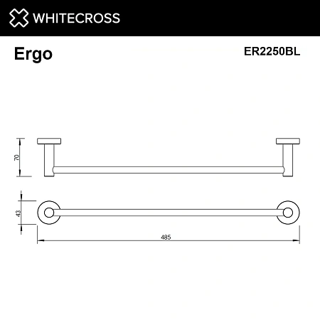 Полотенцедержатель WHITECROSS Ergo ER2250BL 450 мм, черный матовый Полотенцедержатель WHITECROSS Ergo ER2250BL 450 мм, черный матовый