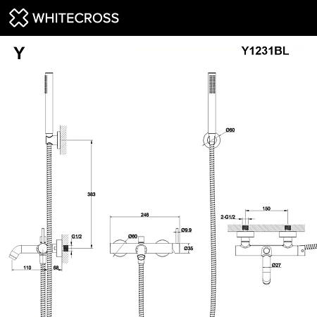 Смеситель для ванны WHITECROSS Y Y1231BL черный матовый Смеситель для ванны WHITECROSS Y Y1231BL черный матовый