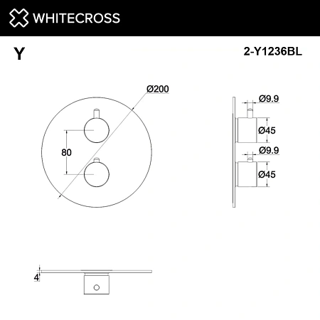 Смеситель для душа WHITECROSS 2-Y1236BL внешняя часть, на 2 потребителя, черный матовый Смеситель для душа WHITECROSS 2-Y1236BL внешняя часть, на 2 потребителя, черный матовый