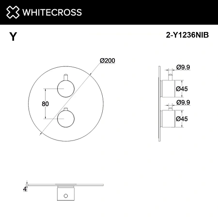 Смеситель для душа WHITECROSS 2-Y1236NIB внешняя часть, на 2 потребителя, брашированный никель Смеситель для душа WHITECROSS 2-Y1236NIB внешняя часть, на 2 потребителя, брашированный никель