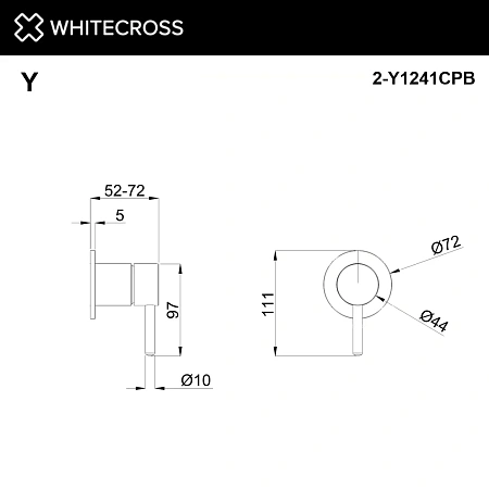 Смеситель для душа WHITECROSS 2-Y1241CPB внешняя часть, на 1 потребитель, брашированная медь Смеситель для душа WHITECROSS 2-Y1241CPB внешняя часть, на 1 потребитель, брашированная медь