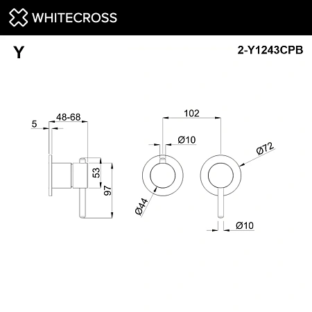 Смеситель для душа WHITECROSS 2-Y1243CPB внешняя часть, на 3 потребителя, брашированная медь Смеситель для душа WHITECROSS 2-Y1243CPB внешняя часть, на 3 потребителя, брашированная медь