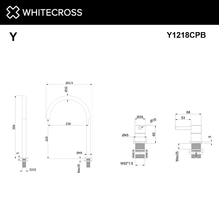 Смеситель для раковины WHITECROSS Y Y1218CPB брашированная медь Смеситель для раковины WHITECROSS Y Y1218CPB брашированная медь