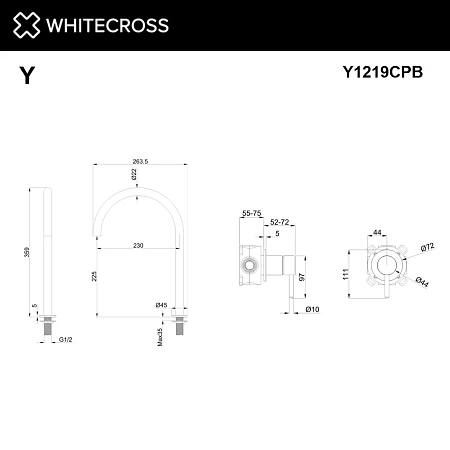 Смеситель для раковины WHITECROSS Y Y1219CPB брашированная медь Смеситель для раковины WHITECROSS Y Y1219CPB брашированная медь