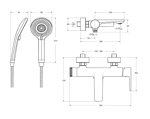 Комплект смесителей CEZARES LUX-VD/LS-01 Комплект смесителей CEZARES LUX-VD/LS-01